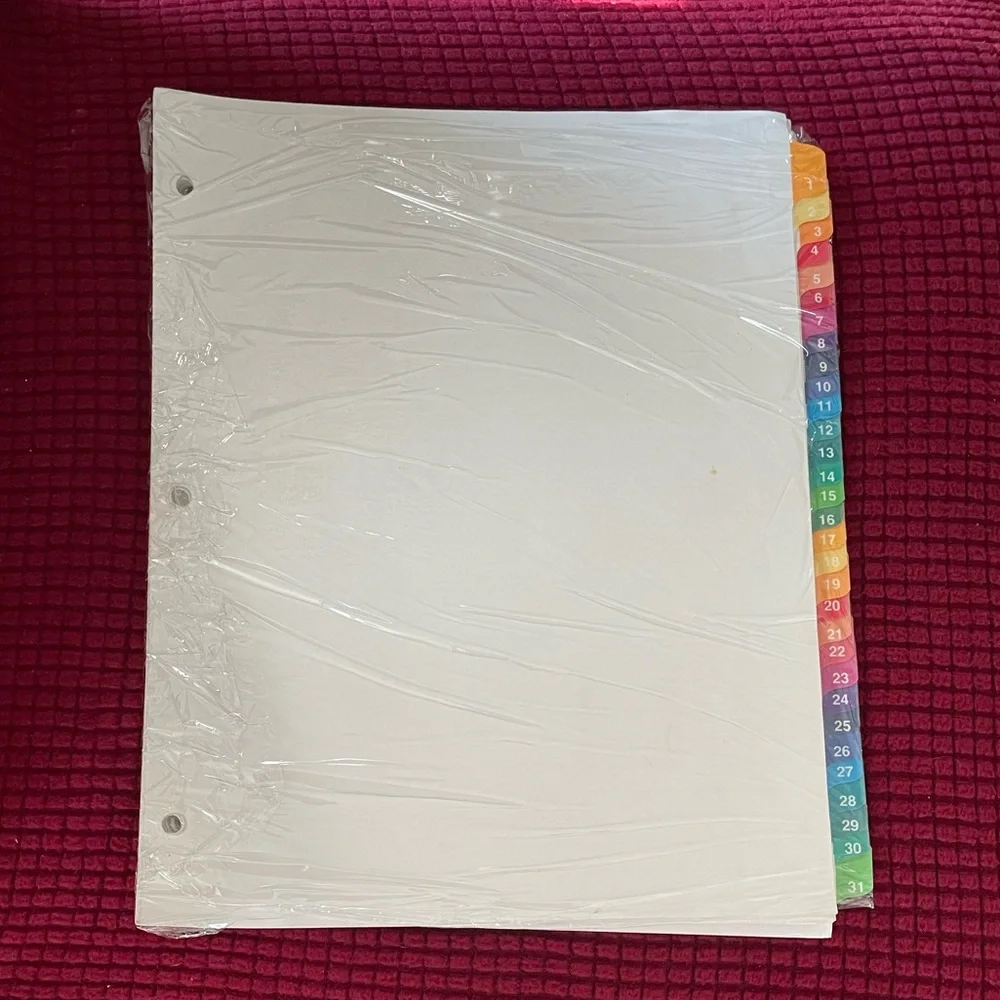 EUC “31-tab Dividers” Multicolor Tabs, 1 Set for 3 Ring Binders